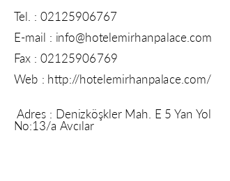 Hotel Emirhan Palace iletiim bilgileri